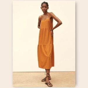 Zara Cotton Tiered Midi Dress S